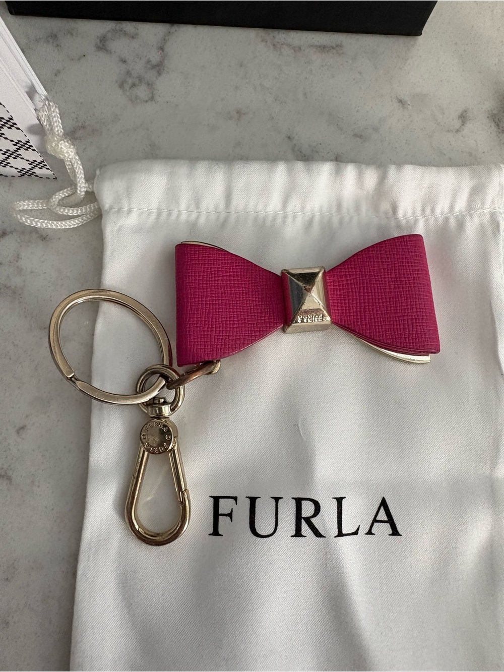 Furla Hot Pink Bow Key ring Gold Hardware
**edited not card holder-it’s for keys